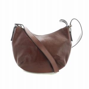 ショルダーバッグ レザー 型押し ロゴ 茶 ブラウン GY18 /MQ