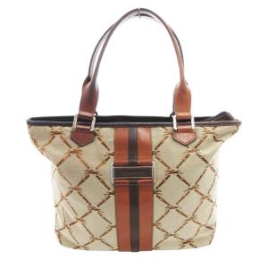 トートバッグ 総柄 キャンバス レザー ベージュ /HO GY17