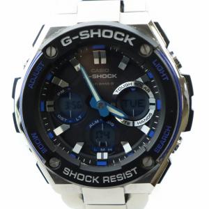 腕時計 ソーラー アナデジ ラウンド 黒文字盤 シルバー色 GST-W100D