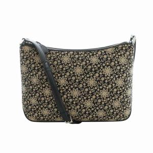 ショルダーバッグ 斜め掛け クレマチス柄 花柄 レザー 鹿革 漆 総柄 黒 ブラック ベージュ GY18