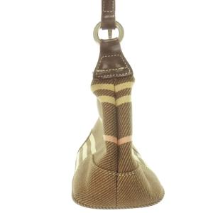BURBERRY BLUE LABEL ハンドバッグ ワンハンドル リング金具 キャンバス ボーダー 総柄 茶 ブラウン ピンク /AH3 GY11