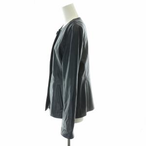 BALMAIN レザージャケット ノーカラー 革ジャン 羊革 11 L 紺 ネイビー /MW GY18