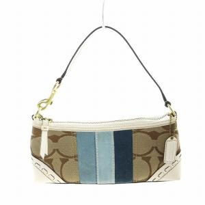 ハンドバッグ シグネチャー レザー キャンバス ロゴ 茶 ブラウン 青 ブルー 6899 GY18 /MQ