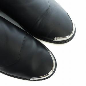 GIUSEPPE ZANOTTI スリッポン レザーシューズ ラウンドトゥ ロゴ サイドジップ 41 26cm 黒 ブラック GY18 /MQ