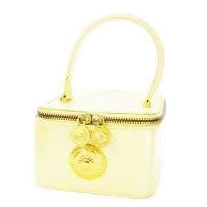 ポーチ コスメ メイク バニティ スクエア サンバーン ロゴ レザー 革 黄 イエロー /CK15 GY18