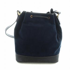 BALENCIAGA ショルダーバッグ 巾着型 スエードレザー ネイビー