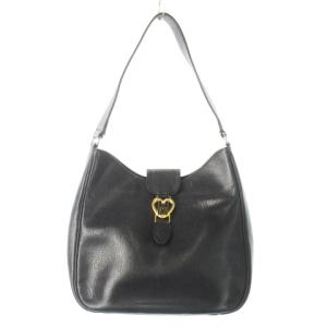 ハンドバッグ ワンショルダー レザー 革 ロゴ ハートモチーフ ゴールドカラー 黒 ブラック /CK10