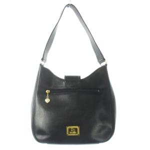 MOSCHINO ハンドバッグ ワンショルダー レザー 革 ロゴ ハートモチーフ ゴールドカラー 黒 ブラック /CK10