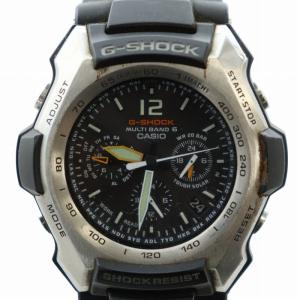 腕時計 ウォッチ 電波ソーラー クロノグラフ カレンダー付き ロゴ 黒文字盤 黒 ブラック GW-2000