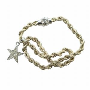 ブレスレット アクセサリー スター 星 ロゴ ラインストーン 編み込み ゴールド色 GY18 /MQ
