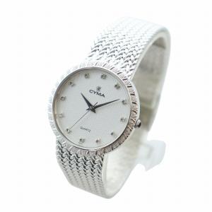 CYMA ジャンク品 腕時計 ウォッチ クォーツ ラインストーン ロゴ シルバー色 GY11 /MQ