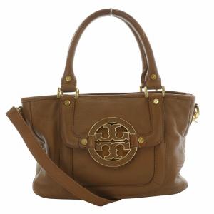 2way ハンドバッグ ショルダーバッグ レザー 革 ロゴ ゴールド金具 茶 ブラウン /MW GY11