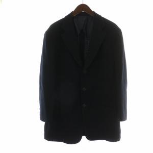テーラードジャケット ニット ブレザー パッチポケット 長袖 背抜き センターベント AB7 紺 ネイビー