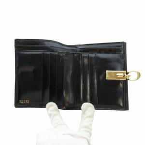GUCCI 二つ折り財布 ウォレット ロゴ レザー ゴールド金具 黒 ブラック GY11 /MQ OH