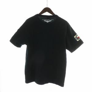 AVIREX Tシャツ カットソー 半袖 ロゴ ワッペン L 黒 ブラック GY11 /MQ