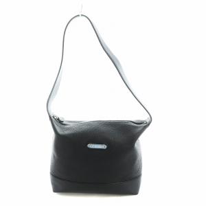 ショルダーバッグ 斜め掛け レザー プレート ロゴ 黒 ブラック GY18 /MQ