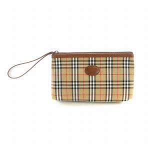 ポーチ ノバチェック ベージュ ブラウン