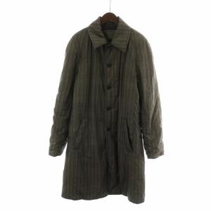 ステンカラーコート 中綿 ヘリンボーン ツイード柄 長袖 ロング 総裏地 ロゴ 52 XL グレー GY11