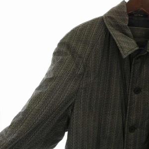 ARMANI COLLEZIONI ステンカラーコート 中綿 ヘリンボーン ツイード柄 長袖 ロング 総裏地 ロゴ 52 XL グレー GY11