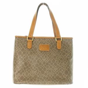 Maroquinerie ハンドバッグ スクエア PVC 切替 レザー ロゴ ジラフ柄 総柄 茶 ブラウン