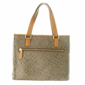 NINA RICCI Maroquinerie ハンドバッグ スクエア PVC 切替 レザー ロゴ ジラフ柄 総柄 茶 ブラウン