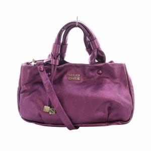 トートバッグ ショルダー 2WAY ゴールド金具 レザー ロゴ 紫 GY18 /MQ