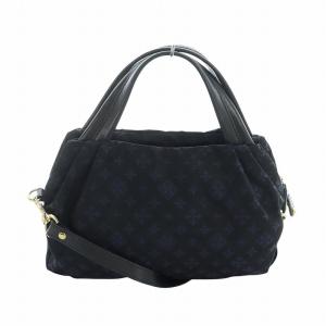 ハンドバッグ ショルダー 2WAY ナイロン ロゴ レザー 総柄 紺 ネイビー GY18 /MQ