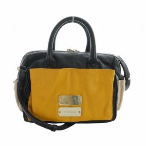 ネリー 2WAY ハンドバッグ ショルダー レザー 配色 黒 ブラック 黄 イエロー GY18 /MQ