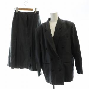 ヴィンテージ スーツ セットアップ 上下 テーラードジャケット フレアスカート 長袖 総裏地 M グレー