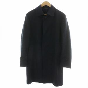 ステンカラーコート アウター ロング ウール 総裏地 センターベント L 紺 ネイビー /MP GY18
