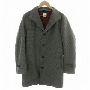 チェスターコート ステンカラーコート アウター ミドル ハーフ チェック柄 グレンチェック 3 L 灰色