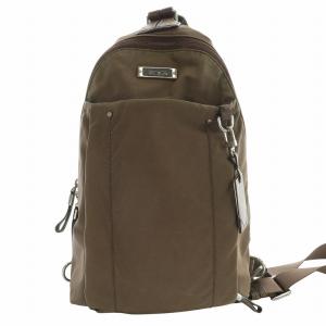 ボディバッグ ショルダーバッグ レザー ナイロン ロゴ 茶 ブラウン /MW GY18