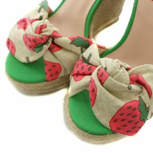 kate spade new york JANAE サンダル オープントゥ ウェッジソール イチゴ柄 ストロベリー ストラップ 5.5 22.5cm