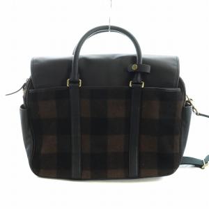 COACH ビジネスバッグ ショルダー 2WAY 書類カバン チェック柄 レザー ロゴ 茶 ブラウン 黒 ブラック