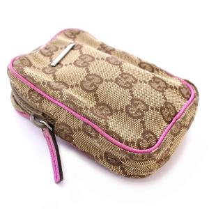 GUCCI シガレットケース ミニポーチ マルチケース GGキャンバス GGロゴ イタリア製 茶 ブラウン ピンク
