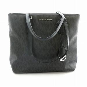 ハンドバッグ トートバッグ MK シグネチャー ブラック ロゴ モノグラム メタルパーツ 黒 38H6SOGT2B