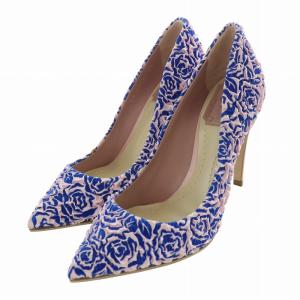 パンプス ヒール バラ ローズ 花柄 総柄 箱付き 34 21cm ピンク 紫 パープル /MW GY40