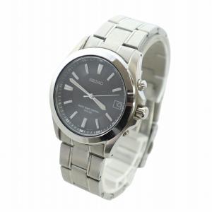 SEIKO 腕時計 ウォッチ ソーラー カレンダー付き ラウンド 黒文字盤 ロゴ シルバー色 7B22-0AY0 GY18