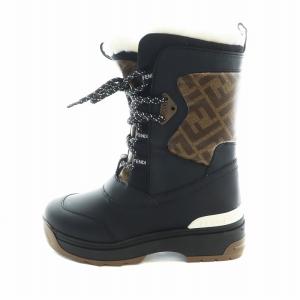 ショートブーツ ボア ロゴ 35 ブラウン ブラック