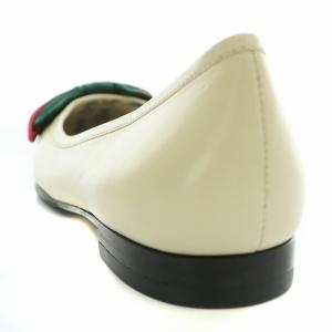 GUCCI パンプス ウェブリボン フラット レザー 34 21cm ベージュ アイボリー 512464 /MW GY40
