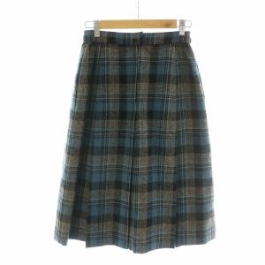 プレタポルテ PRET-A-PORTER スカート ロング フレア プリーツ チェック柄 ウール 総裏地