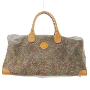 ボストンバッグ ハンドバッグ レザー PVC ペイズリー柄 ロゴ 茶 ブラウン /MN2 GY18