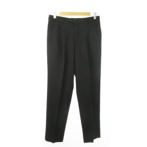 パンツ スラックス ストレート タック ウール 48 L 黒 ブラック /AO22 GY11