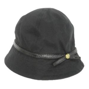 バケットハット 帽子 コットン リボン ベルト ロゴ M/L 黒 ブラック F82379 /MN14 GY11