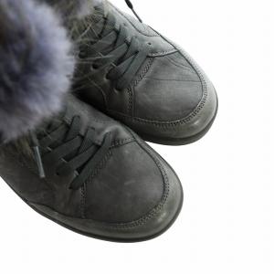 DOLCE&GABBANA ハイカットスニーカー ビーバー ムートンファー 8.5 グレー