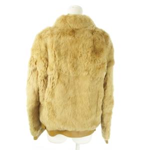 23区 ファージャケット ジップアップ ラビットファー 毛皮 切替 レザー 大きいサイズ 46 XXXL 茶 ブラウン