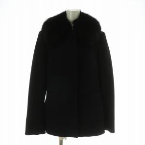 ステンカラーコート フォックスファー 38 ブラック