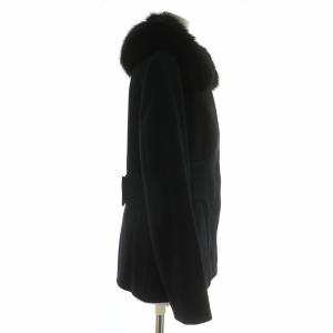 Max Mara ステンカラーコート フォックスファー 38 ブラック