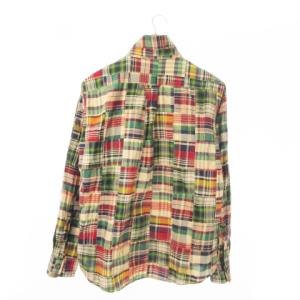 VAN JAC シャツジャケット スタンドカラー ジップアップ パッチワーク チェック 総柄 L 緑 グリーン /AO10