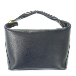 ハンドバッグ ワンハンドル スクエア レザー 革 パンプスチャーム ゴールド金具 紺 ネイビー /AO6